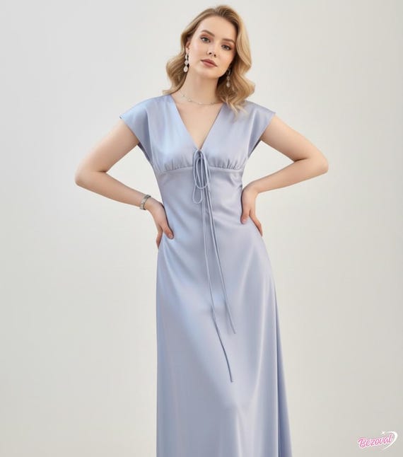 casual maxi bridesmaid dresses Custom Silk Dress Elegant Bias-cut Gown Long Silk Dress Women Party Dress Ivory Dress Women Silk Dress Gift for Her Size:M / N8-10 Machine washable DTM_nosalescreatedb4FEB Plus Size Donnie Drawstring
