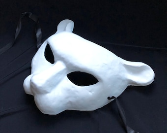 Paintable Cougar Mask Paper Mache DIY Animal Mask