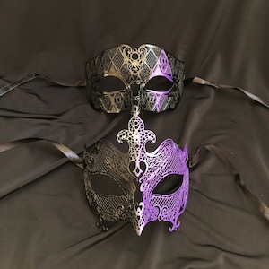 Couples Venetian Masquerade Masks Purple And Black Masks