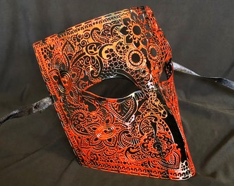 Vintage Style Venetian Masquerade Metal Mask Red And Black