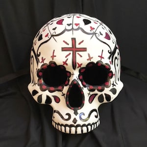 Masque crâne en sucre Day Of The Dead rouge et noir