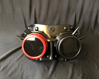 Steampunk Mask Buring Man Goggles Mask Black And Red
