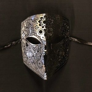 Men's Silver And Black Metal Masquerade Mask Men's Venetian Mask