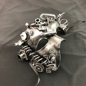 Silver Steampunk Phantom Mask Cyborg Burning Man Mask