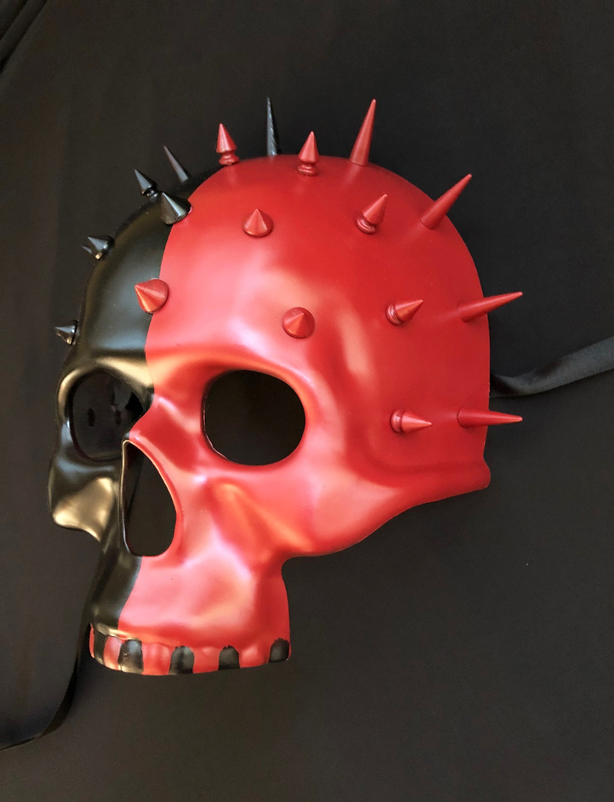 Premium Spike Skull Mask Red and Black Voodoo Skull - Etsy