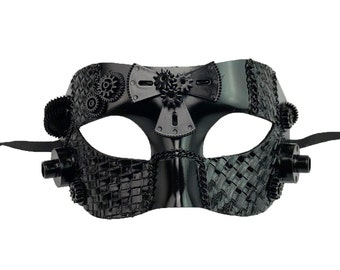 Men's Steampunk Style Masquerade Mask Black