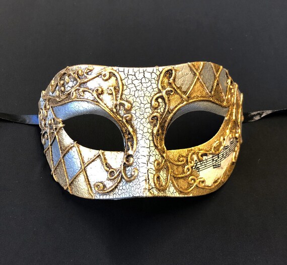 男性用ベネチアンマスク 仮面舞踏会マスク ゴールドとシルバー - Etsy 日本 