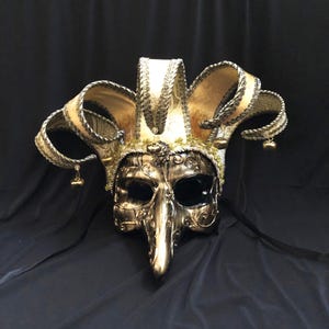Masquerade Jester Mask Long Nose Venetian Mask Gold