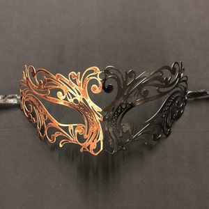 Metal Masquerade mask Venetian bronze and black masks