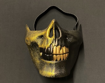 Halbe Schädel Maske Zombie Maske Gold Schwarz