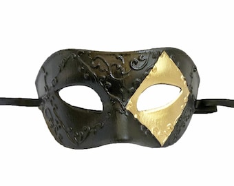 Men's Gold And Black Mask Venetian Masquerade Mask