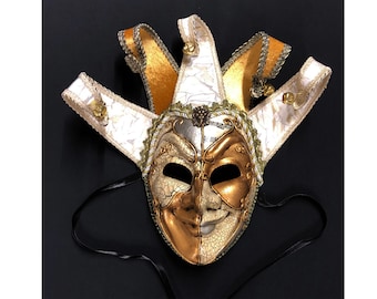 Gold And Silver Venetian Jester Mask