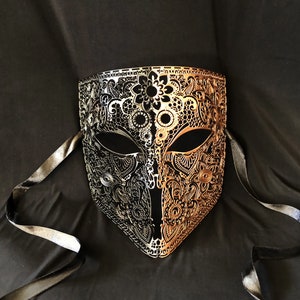 Men's Metal Masquerade Mask Bronze And Black