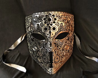 Men&#39;s Metal Masquerade Mask Bronze And Black