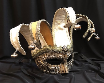 Abstract Masquerade Jester Mask Gold And Silver