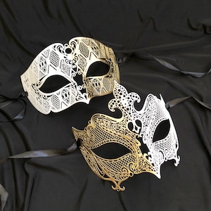 Couples Masks White And Gold Masquerade Ball Masks