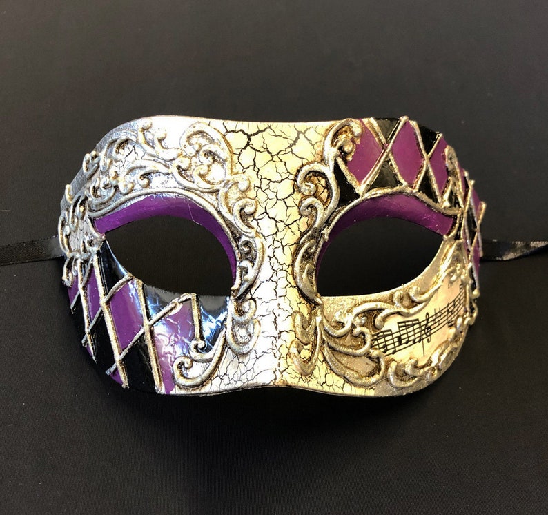 Men's Mask Masquerade Ball Mask Purple and Black Etsy