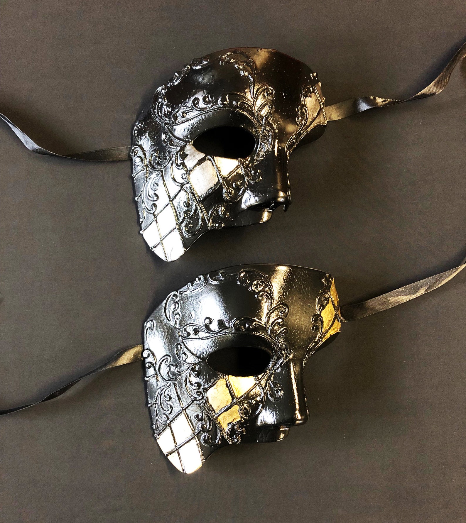 Phantom Thread Masks Men's Phantom Masks Gold and Silver Venetian Masquerade Masks - Etsy
