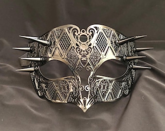 Matte Black Spike Mask Solid Metal Mask