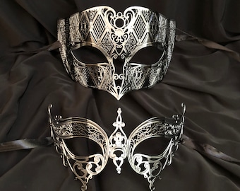 Luxury Venetian Masquerade Masks Silver Black