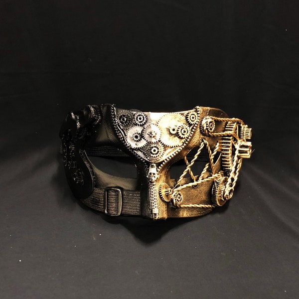 Steampunk Gear Costume Mask Black And Gold