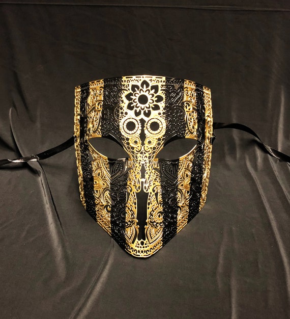 Bespoke Mens White & Black Venetian Mask - Masque Boutique Masquerade Masks