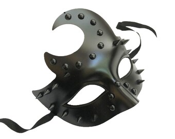 Women's Satin Black Spike Mask