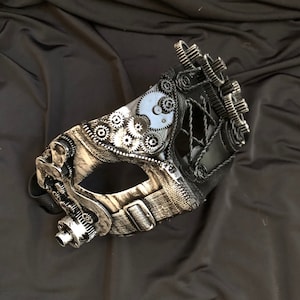 Máscara Steampunk Máscara Burning Man Prata e Preta