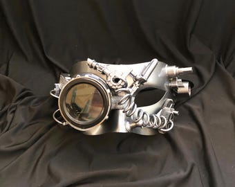 Steampunk Mask Cyborg Burning Man Mask Silver