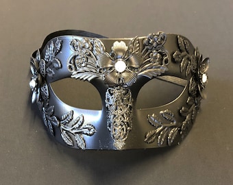 Roman Masquerade Party Eye Mask Black Silver Gold