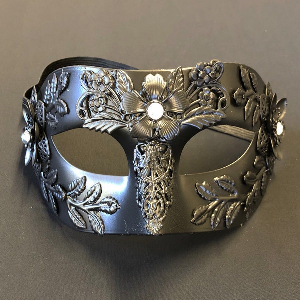 Masque pour les yeux de fête de mascarade romaine noir argent or