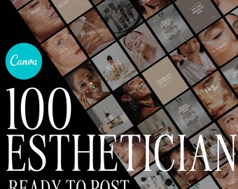 100 publicaciones de Instagram para esteticistas / Plantilla de Canva para marketing de spa médico / Gráficos para negocios de belleza