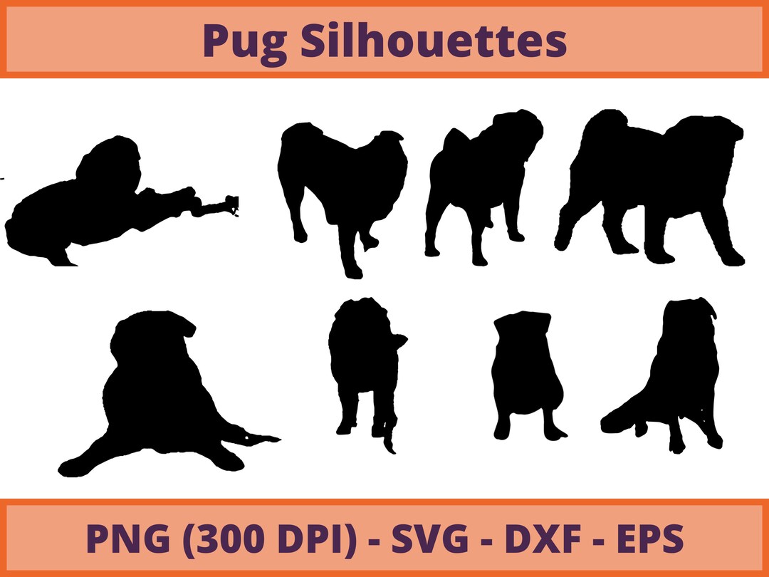 Pug Svg Dog Svg Pug Monogram Silhouette Pug Svg Files Etsy