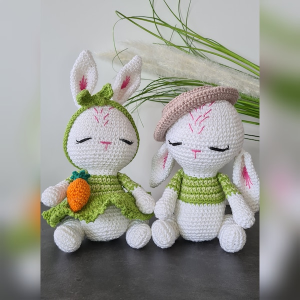 Hase mit Hut | Häsin mit Karotte | Kuscheltier | Amigurumi | Handmade | gehäkelt