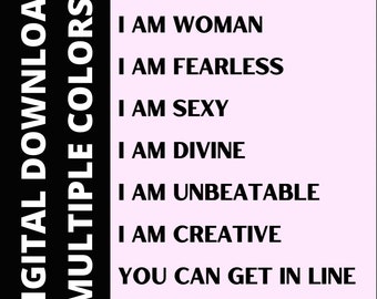 I Am Woman - Affirmationen Zitat Songtext Digitaldruck