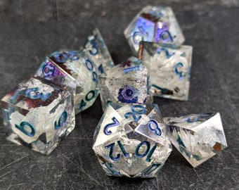 Astral Dragon: Dice set, DnD dice, polyhedral dice, sharp edge dice, ttrpg dice, artisan dice