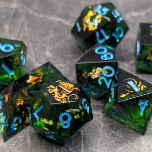 Victorian Decay: Dice set, DnD dice, polyhedral dice, sharp edge dice, ttrpg dice, artisan dice