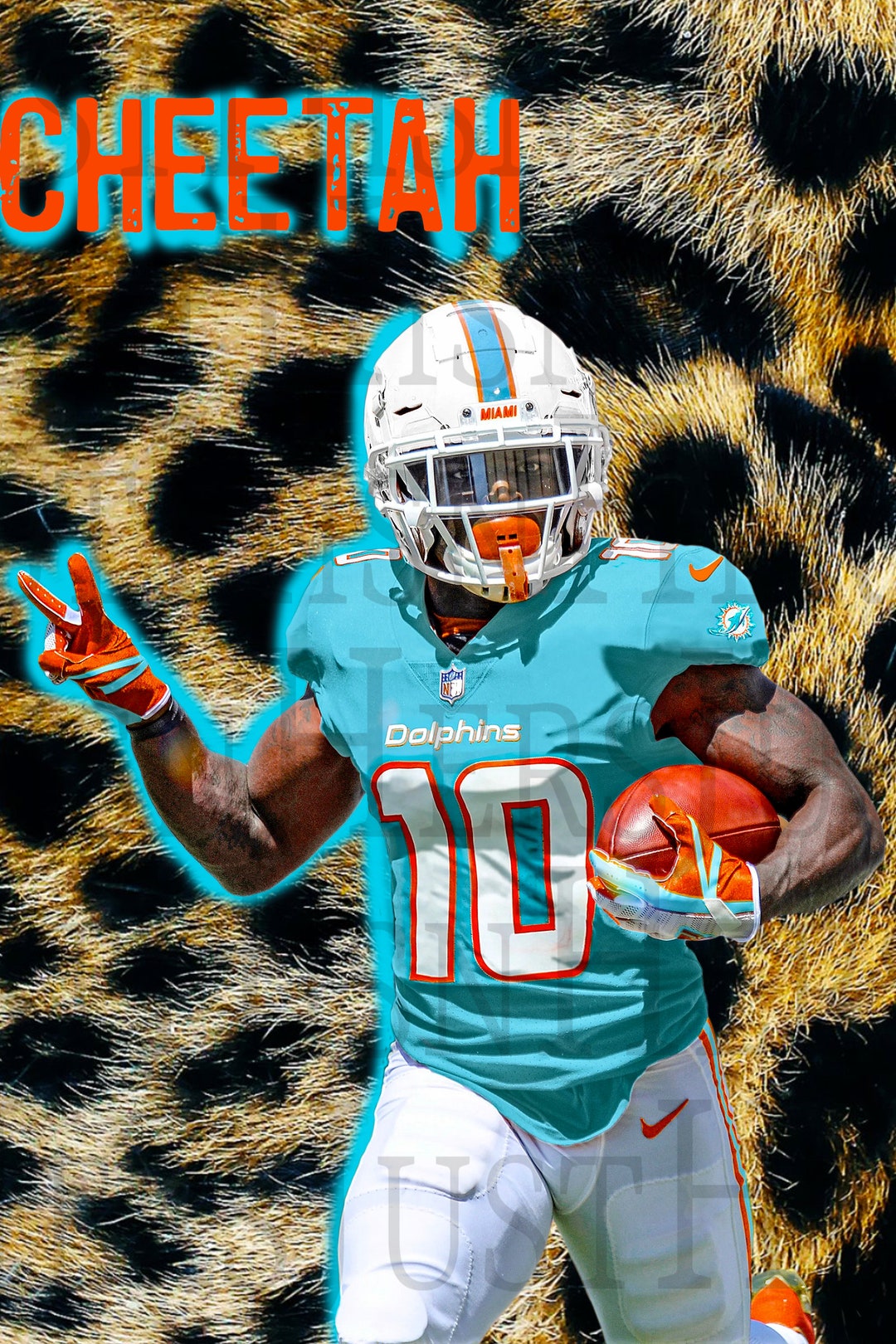 Tyrek cheetah Hill Miami Dolphins Digital Download Only PNG & JPG Etsy