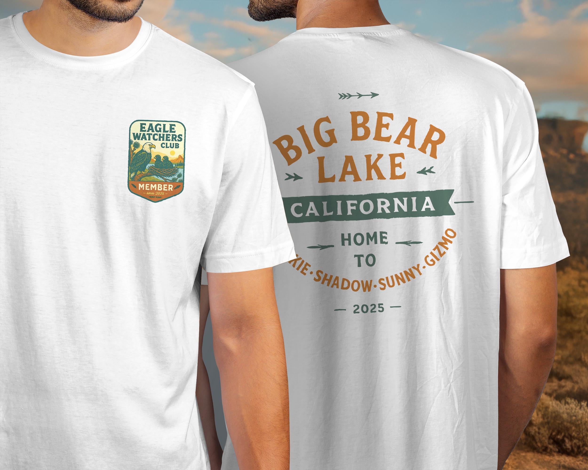 Big Bear Eagle Watchers Club Shirt - Jackie, Shadow, Sunny & Gizmo 2025, Birdwatching Souvenir, Vintage Ranger Tee, Lake House, Outdoor Gift