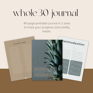 Printable Whole30 Journal | Healthy Lifestyle Tracking | Aesthetic Food Journal | 30-Day Habit Tracker for Healthy Habits | Digital Journal