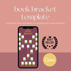 Instagram book bracket template | Canva template for Bookstagram | Yearly book tracker | Edit-yourself instagram story for books | Wrap up