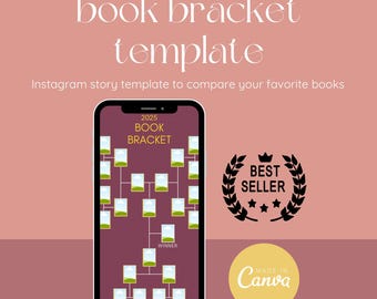 Instagram book bracket template | Canva template for Bookstagram | Yearly book tracker | Edit-yourself instagram story for books | Wrap up