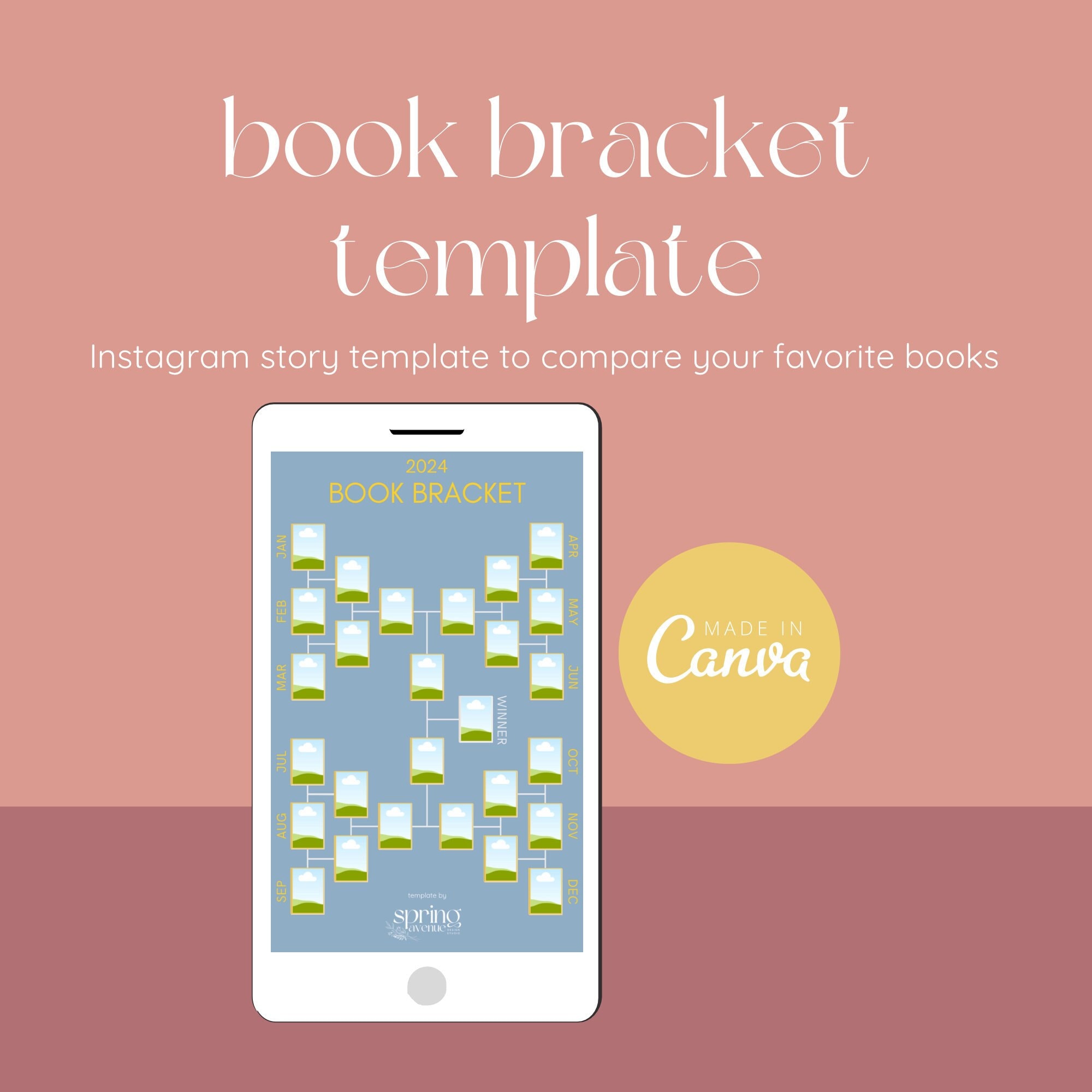 Instagram Book Bracket Template Canva Template for Bookstagram Yearly Instagram Book Bracket Template Canva Template for Bookstagram Yearly