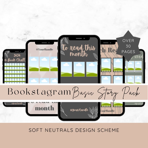 Bookstagram Basic Story Pack | Soft Neutrals | Instagram Templates for Canva | Bookish Content Templates for IG Stories | Social Media