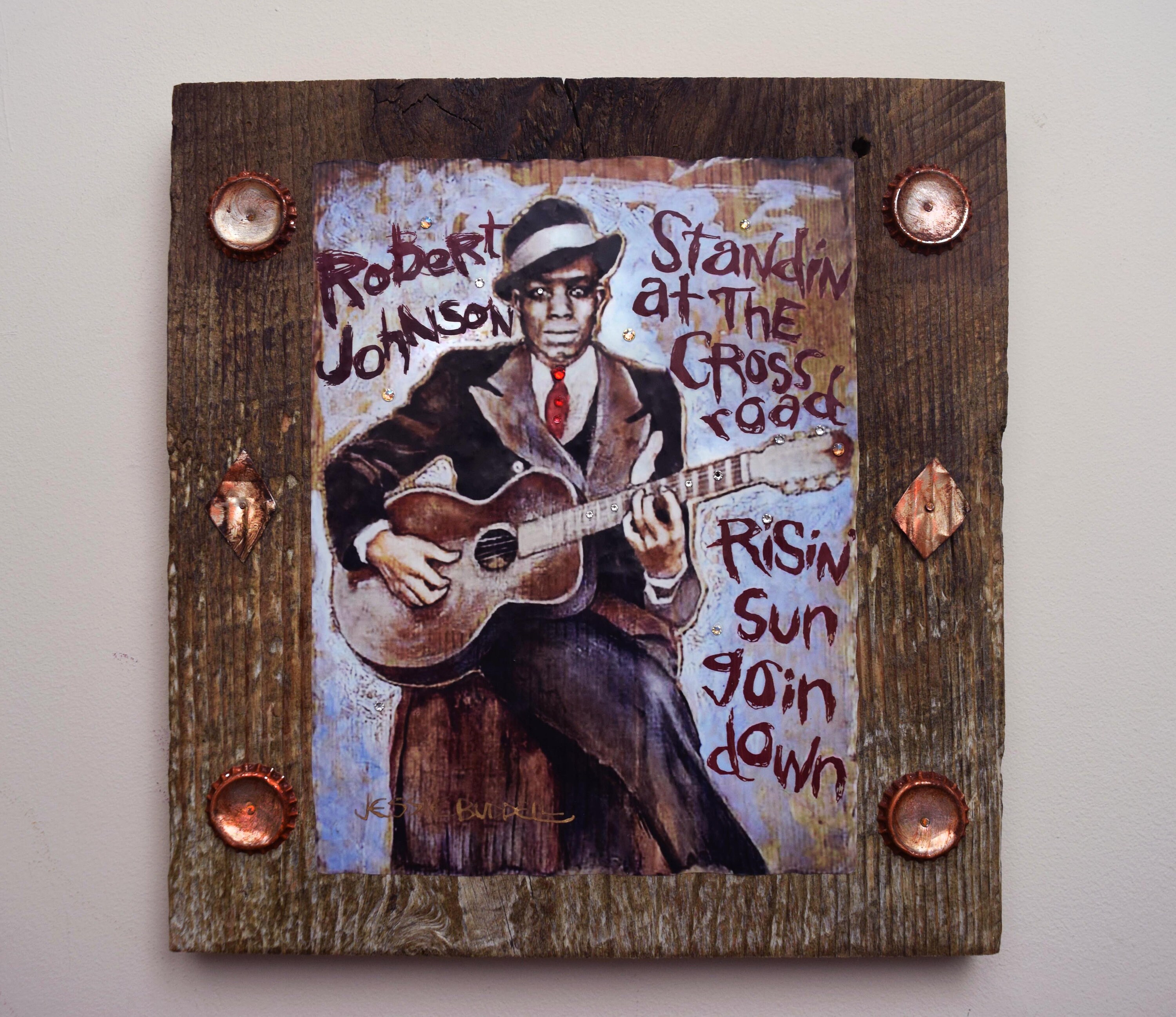 Crossroads Blues Juke Joint Folk Art Poster 