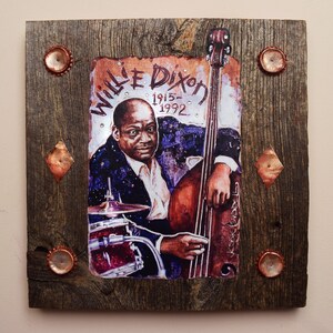 Willie Dixon großes Kunstholz / Blues Art / 3D Kunstdruck / Blues Musiker Malerei / Geschenk für Blues Musik Fan / Blues Musik Kunst / Geschenkidee