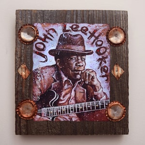 Son House grin portrait wood / Blues art / 3D art print / Blues musician painting / Gift for Blues music fan / Blues music art / Gift idea