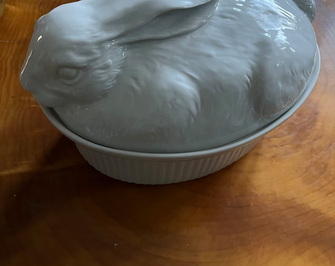 Rabbit Casserole Dish, Rabbit Tureen White Ceramic Baking Dish With ...
