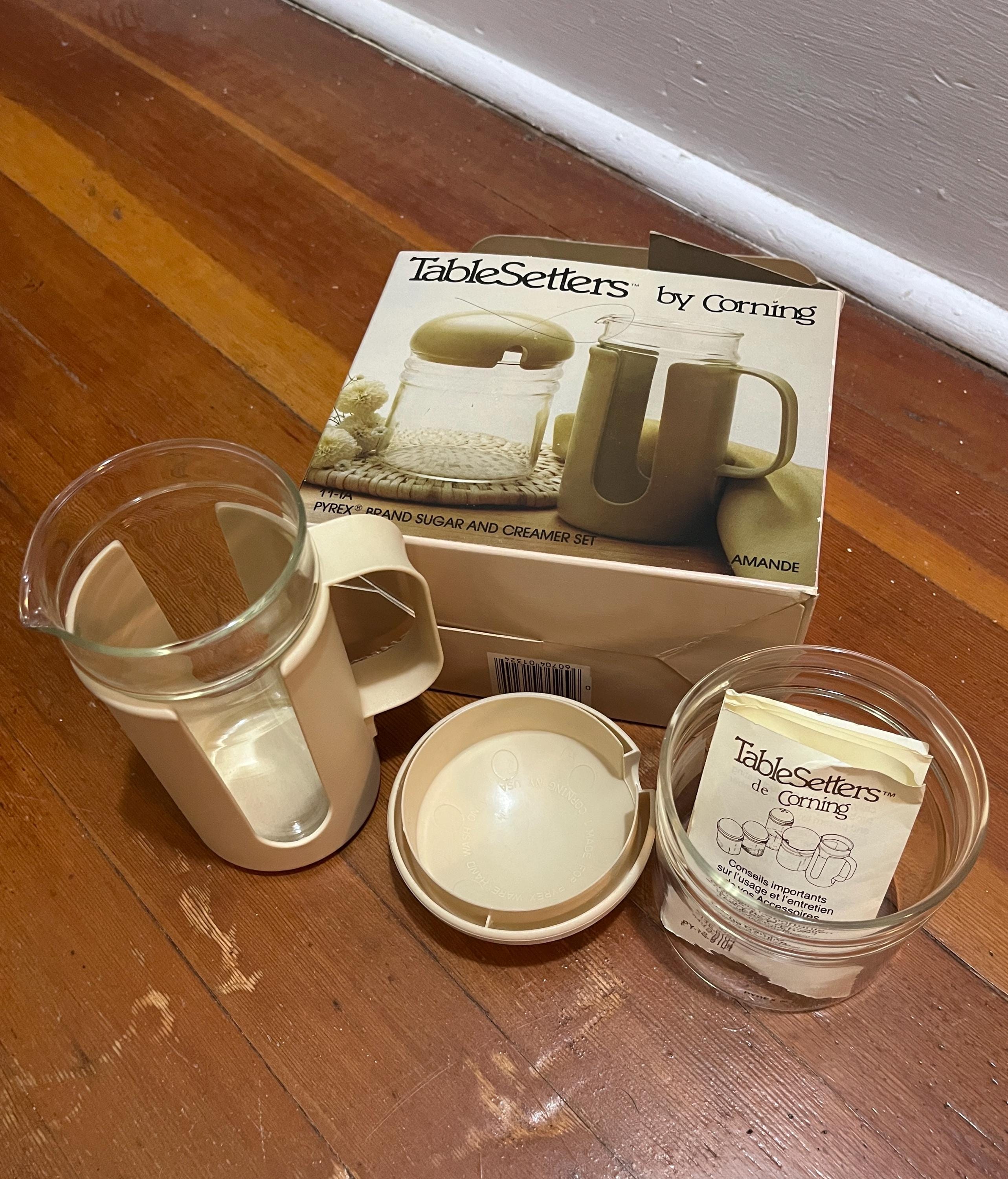 Glass Setter Vintage Corning Cream and Sugar Set Glass/plastic Table Setters - Etsy UK