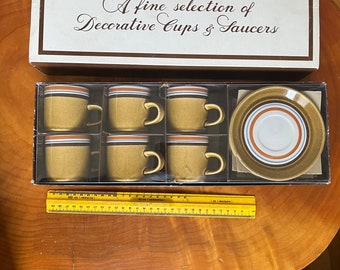 Vintage Demitasse, Espresso Cup n Saucer Set, Japan Set of 6. Super Retro Specialty small cups and saucers.